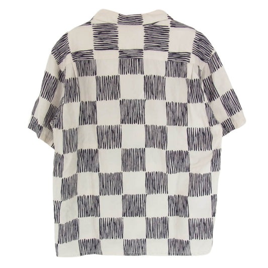 TENDERLOIN テンダーロイン T-RAYON SHT 総柄 フリーハンド柄 チェッカー レーヨン オープンカラー 半袖 シャツ ブラック系 XS【中古】