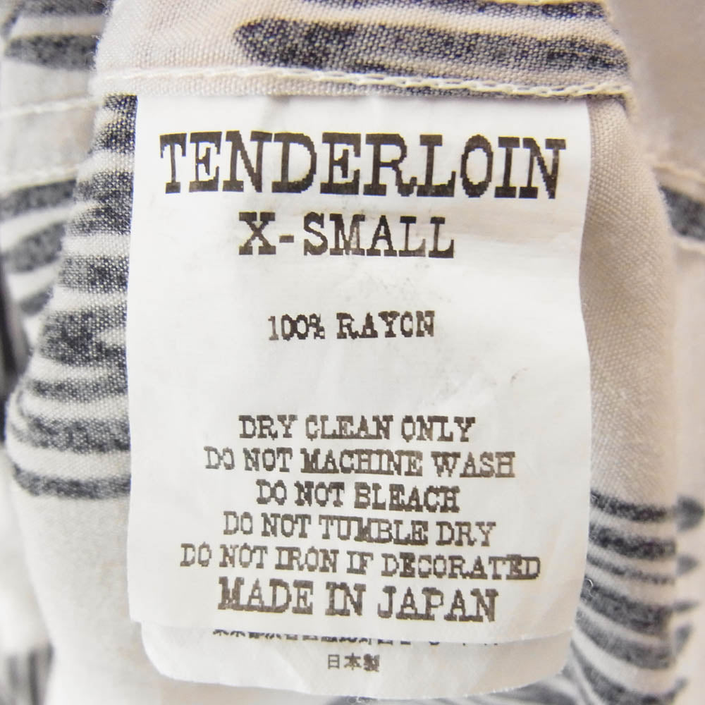 TENDERLOIN テンダーロイン T-RAYON SHT 総柄 フリーハンド柄 チェッカー レーヨン オープンカラー 半袖 シャツ ブラック系 XS【中古】