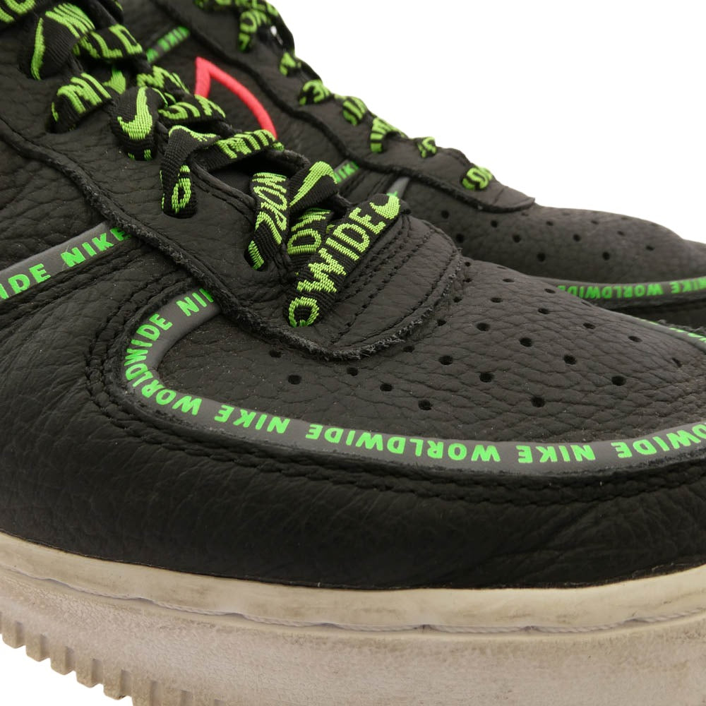 NIKE ナイキ CK7213-001 Air Force 1 Low '07 World Wide エアフォース1 ロー '07 ワールドワイド スニーカー ブラック系 グリーン系 ピンク系 29cm【中古】