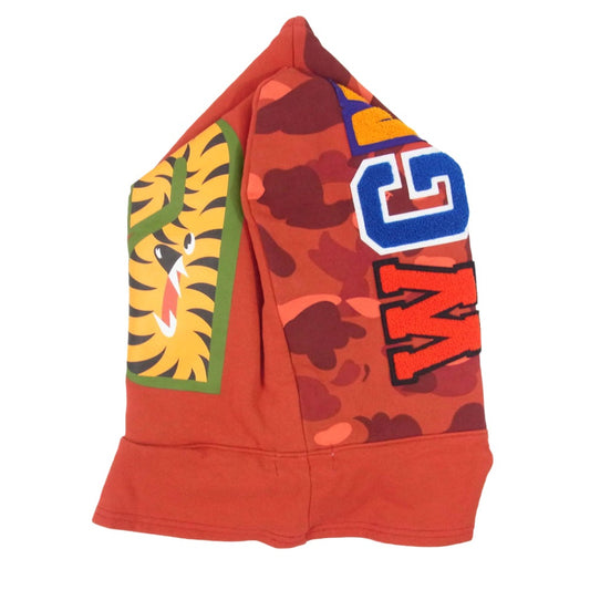 A BATHING APE アベイシングエイプ Shark Face Hooded Face Mask Neck Warmer シャークフェイス フーディ フェイスマスク ネックウォーマー レッド系【美品】【中古】