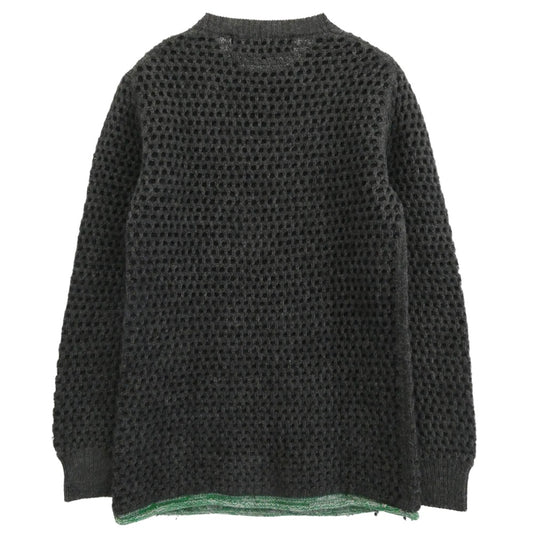 COMME des GARCONS HOMME コムデギャルソンオム 14AW HN-N011 ローゲージ ワッフル クルーネック 長袖 ニット セーター グレー系 L【中古】