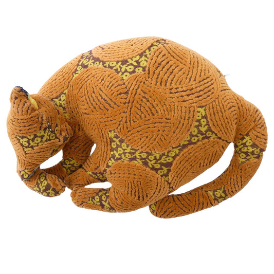 mina perhonen ミナペルホネン necco cushion ねっこ ネコ レザー切替肉球 クッション ミナペルホネン woolly ball ウーリーボール ブラウン系【中古】