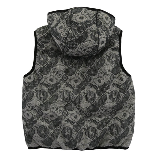 mina perhonen ミナペルホネン 24AW aca2406 stitch garden ステッチガーデン フード付き ダウンベスト ブラック系 グレー系 38【中古】