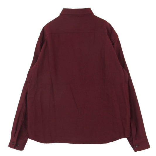 CALEE キャリー ボタンダウン BD コットン 長袖 シャツ 日本製 レッド系 ボルドー系 XL【中古】