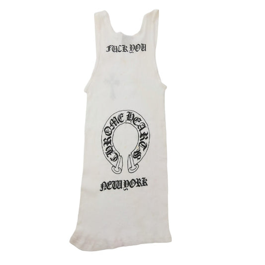 CHROME HEARTS クロムハーツ(原本無) オールド FUCK YOU ファックユー CHクロス ホースシュー タンクトップ オフホワイト系【中古】
