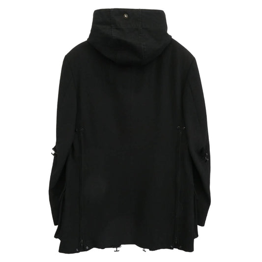 Yohji Yamamoto POUR HOMME ヨウジヤマモトプールオム 05AW HN-J05-101 フード付 ウール パラシュート ジャケット ブラック系 2【中古】