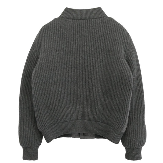 Herno ヘルノ シルクカシミア×ローゲージカシミア ニット スタンドカラー コンビ ダウンブルゾン ジャケット グレー系 54【中古】