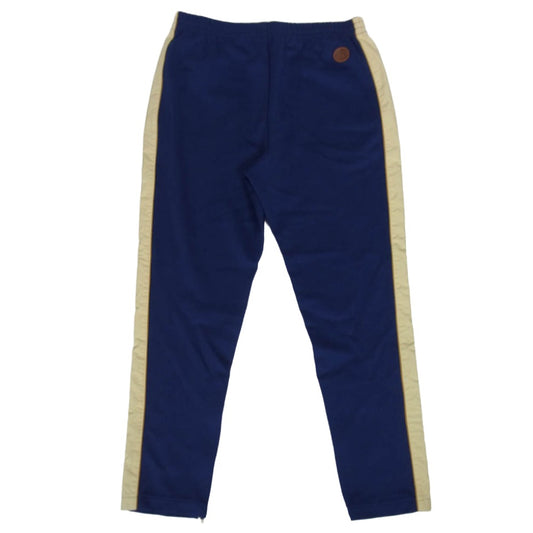 GUCCI グッチ 625342 XJCNS レザーロゴパッチ付き サイドライン トラック パンツ 紫青系 L【中古】