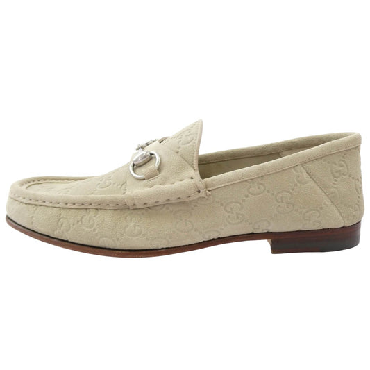GUCCI グッチ 816185 ホースビット スエード ローファー ベージュ系 6【極上美品】【中古】