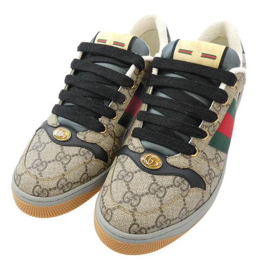 GUCCI グッチ 674530 SCREENER スクリーナー GGスプリームキャンバス スニーカー ブラウン系 6.5【極上美品】【中古】