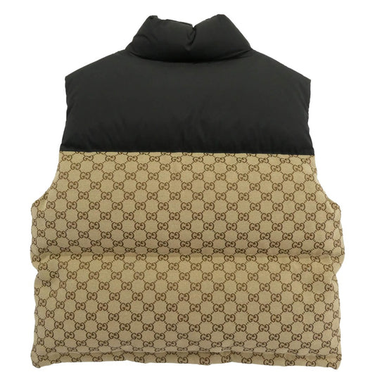 GUCCI グッチ 717547 Z9AAT GG コットン キャンバス ダウン ベスト ブラウン系 38【極上美品】【中古】