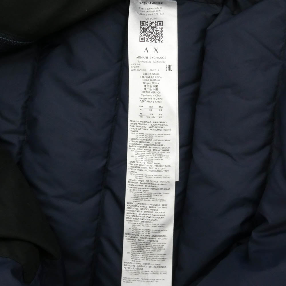ARMANI EXCHANGE アルマーニエクスチェンジ 6ZZK04 ZNK6Z ファー ダウン モッズコート ジャケット ブラック系 XL【中古】