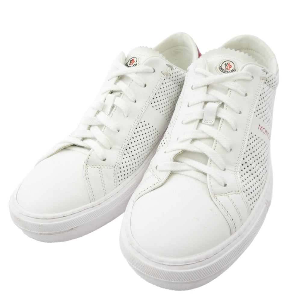MONCLER モンクレール ニューモナコ パンチング レザー スニーカー ホワイト系 41【中古】