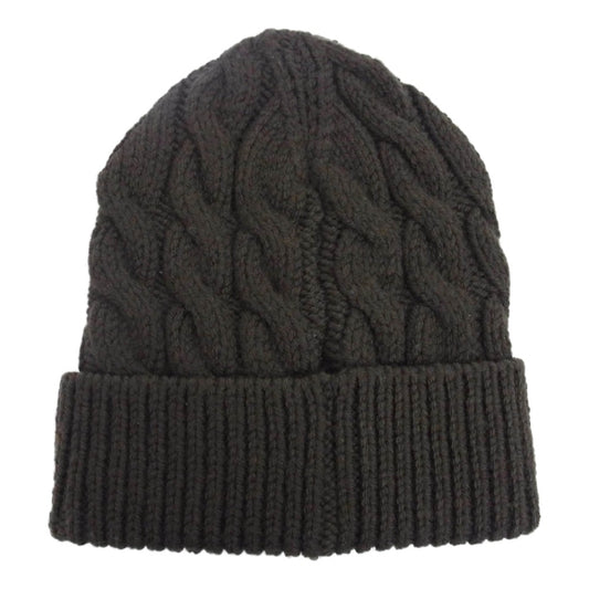 MONCLER モンクレール ワッペン ロゴ ウール ケーブル ニット キャップ カーキ系 TG/UNI【中古】