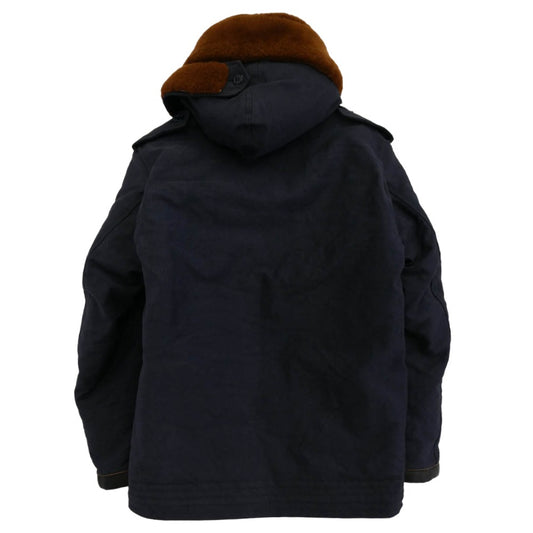 TENDERLOIN テンダーロイン T-9 JKT 袖口レザー コットンピケ ムートン フード デッキ ミリタリー ジャケット アウター ネイビー系 ブラウン系 38【中古】