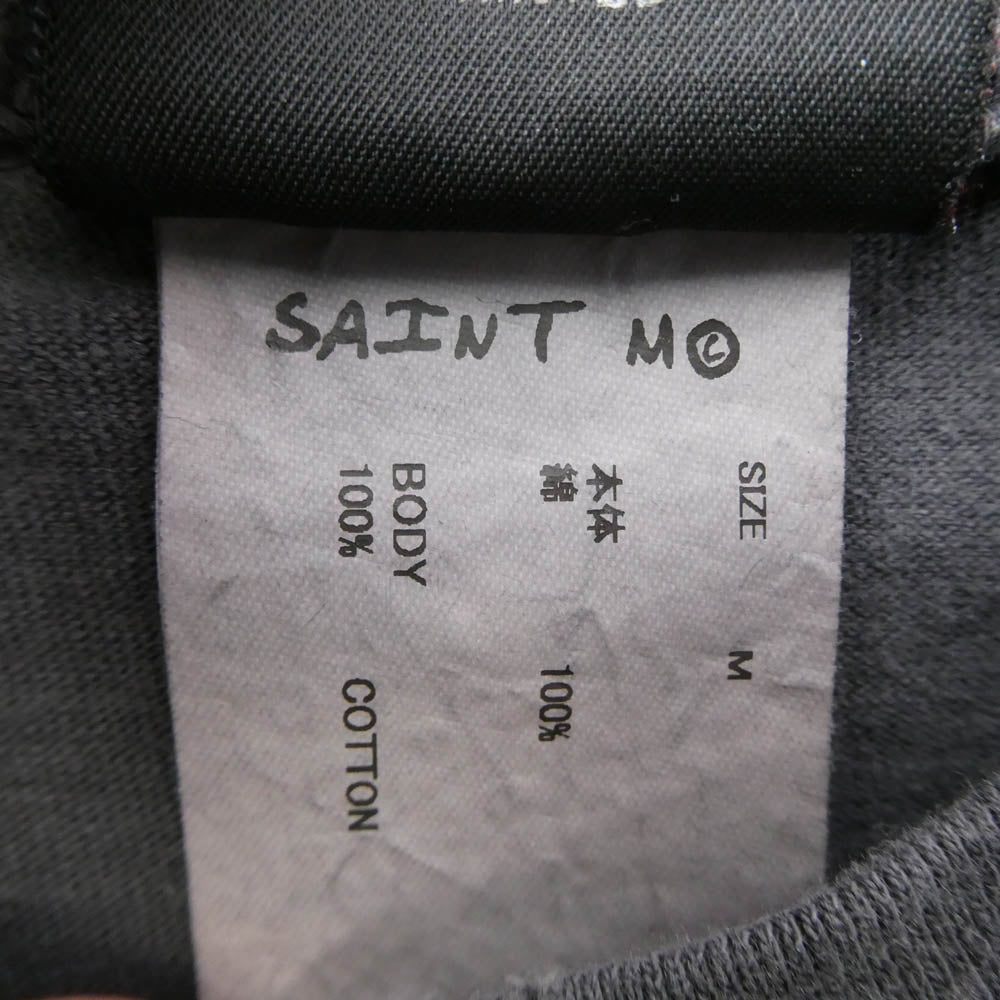SAINT MICHAEL セントマイケル 24SS SM-YS8-0000-004 SS TEE DEAD ヴィンテージ加工 半袖 Tシャツ カットソー グレー系 ブルー系 M【中古】