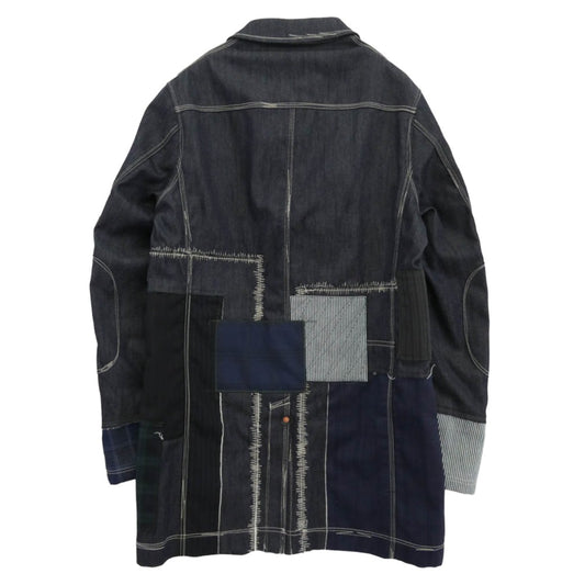 JUNYA WATANABE COMME des GARCONS MAN ジュンヤワタナベコムデギャルソンマン 24AW WO-C201 再構築 パッチワーク デニム ショートコート ジャケット インディゴブルー系 M【美品】【中古】