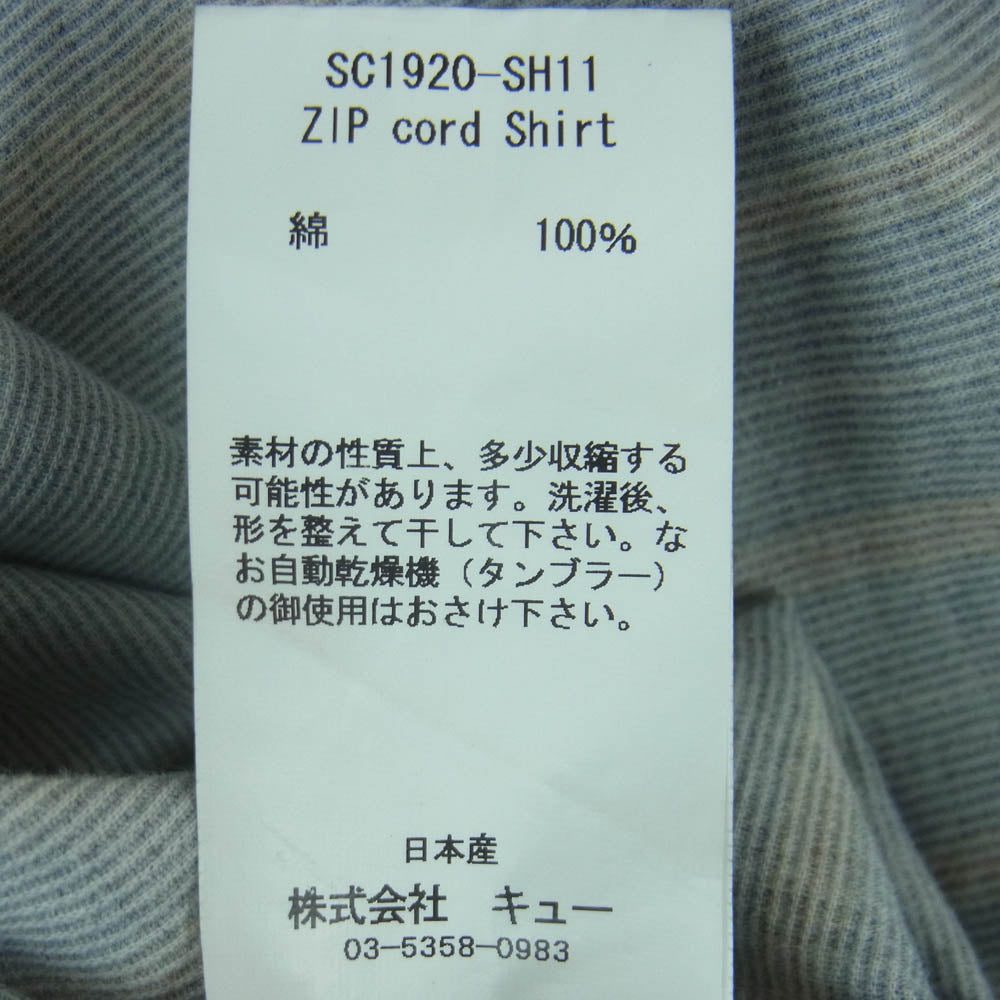 SON OF THE CHEESE サノバチーズ SC1920-SH11 ジップアップ コーデュロイ シャツ ジャケット 日本製 ブルー系 L【中古】