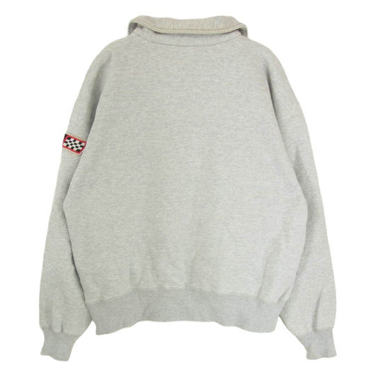 The REAL McCOY'S ザリアルマッコイズ CARTOON TRAIL ワッペン 刺繍 カートゥーン トレイル ハーフジップ スウェット グレー系 L【中古】