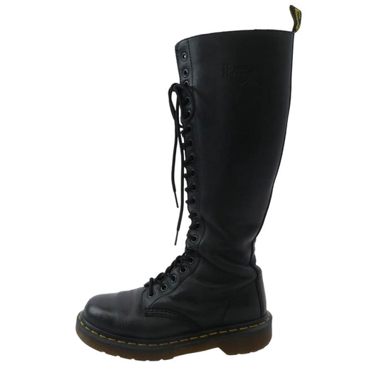 Dr.Martens ドクターマーチン 20ホール レザー レースアップ ロング ブーツ ブラック系 us6【中古】