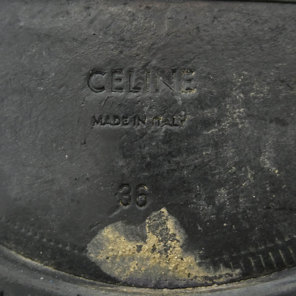 CELINE セリーヌ P190008559 サイド ジップ レザー レーズアップ レンジャー ブーツ ブラック系 36【中古】