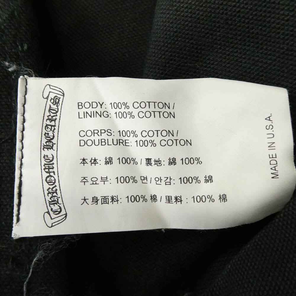 CHROME HEARTS クロムハーツ(原本無) CARPENTER CNVS CRS レザークロスパッチ コットンキャンバス ダブルニー カーペンターパンツ ブラック系 36 180/98B【中古】