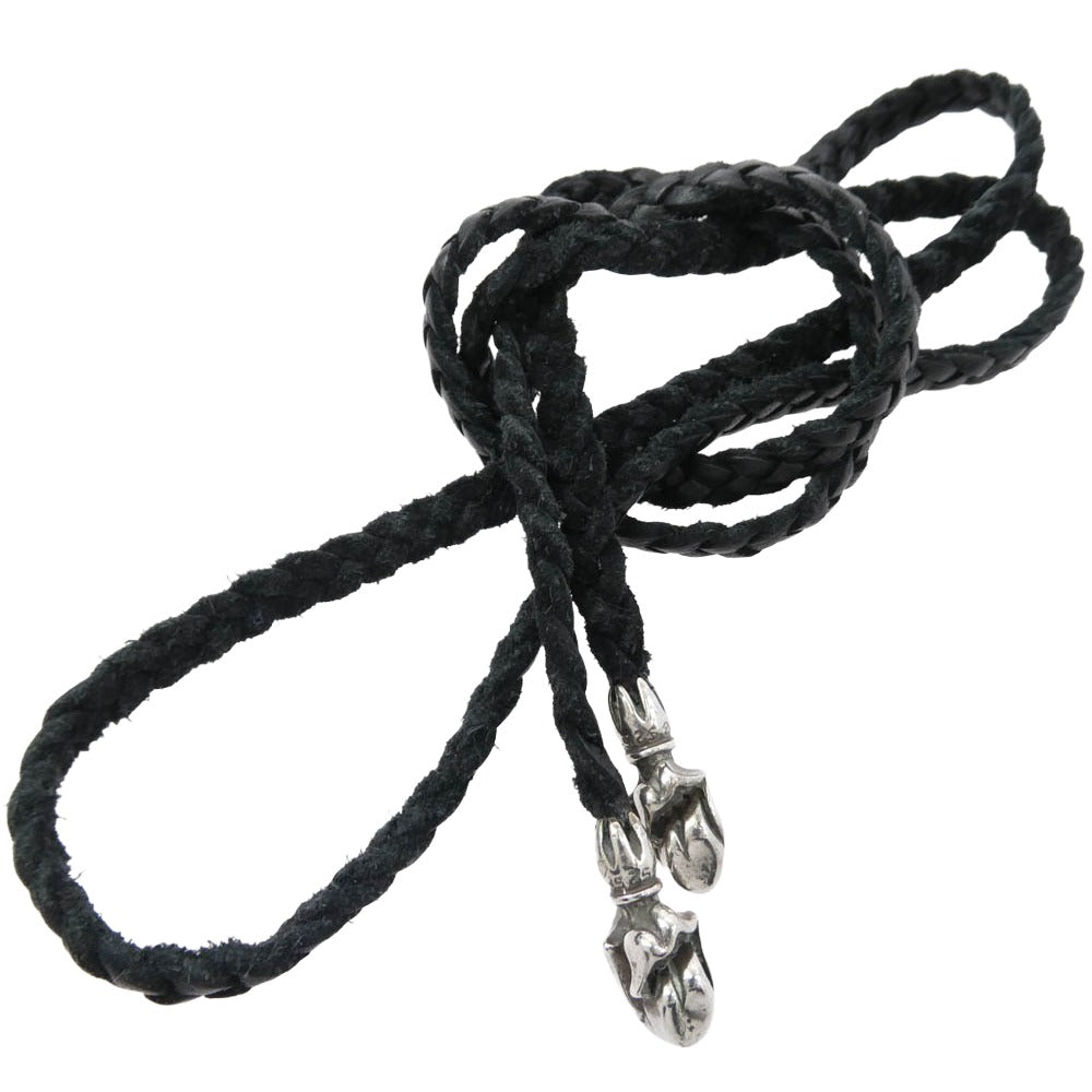 CHROME HEARTS クロムハーツ(原本無) LEATHER BRAID LIPS TONGUE LT リップ&タン レザーブレード レザーブレイド ネックレス シルバー系 ブラック系【中古】