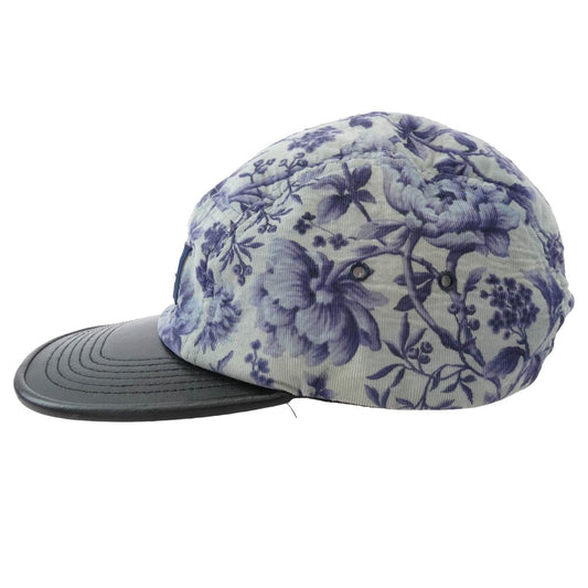 Supreme シュプリーム 12AW Liberty Pinwale Cord w/ Leather Visor Camp Cap リバティ コーデュロイ レザー キャンプ キャップ 帽子 ブルー系【中古】