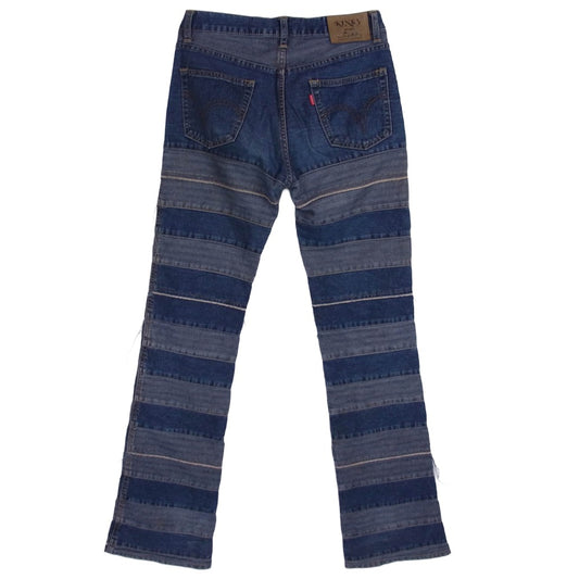 HYSTERIC GLAMOUR ヒステリックグラマー 2AP-9632 00s KINKY JEANS ブーツカット ウミヘビ ツギハギ フレア ジーンズ デニム パンツ インディゴブルー系 M【中古】