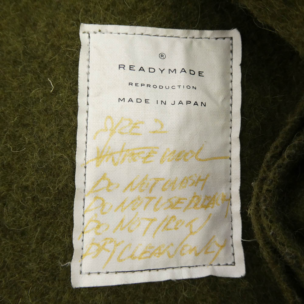 READY MADE レディメイド OVERSIZE SHIRT オーバーサイズ ブランケット シャツ ジャケット モスグリーン系 マルチカラー系 2【中古】