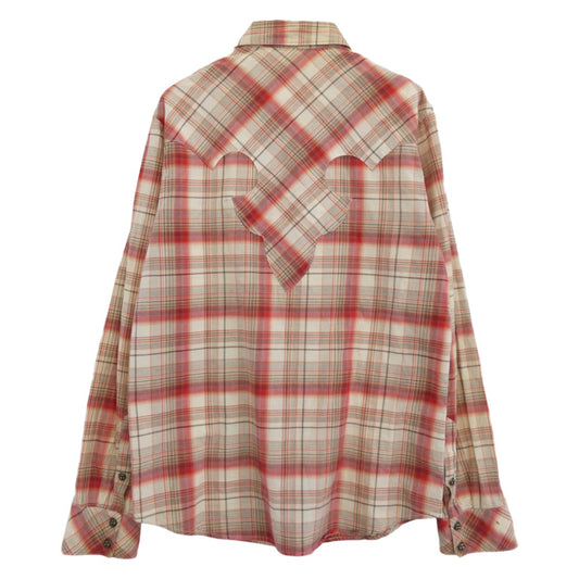 CHROME HEARTS クロムハーツ(原本無) WESTN ダガージップ クロスボールボタン レザークロスパッチ 長袖チェック ウエスタンシャツ マルチカラー系 L【中古】