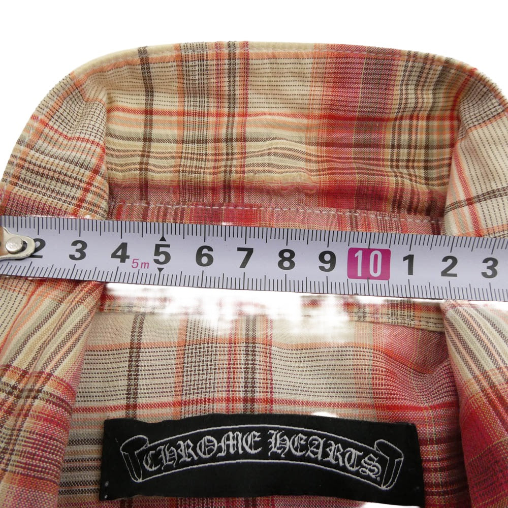 CHROME HEARTS クロムハーツ(原本無) WESTN ダガージップ クロスボールボタン レザークロスパッチ 長袖チェック ウエスタンシャツ マルチカラー系 L【中古】