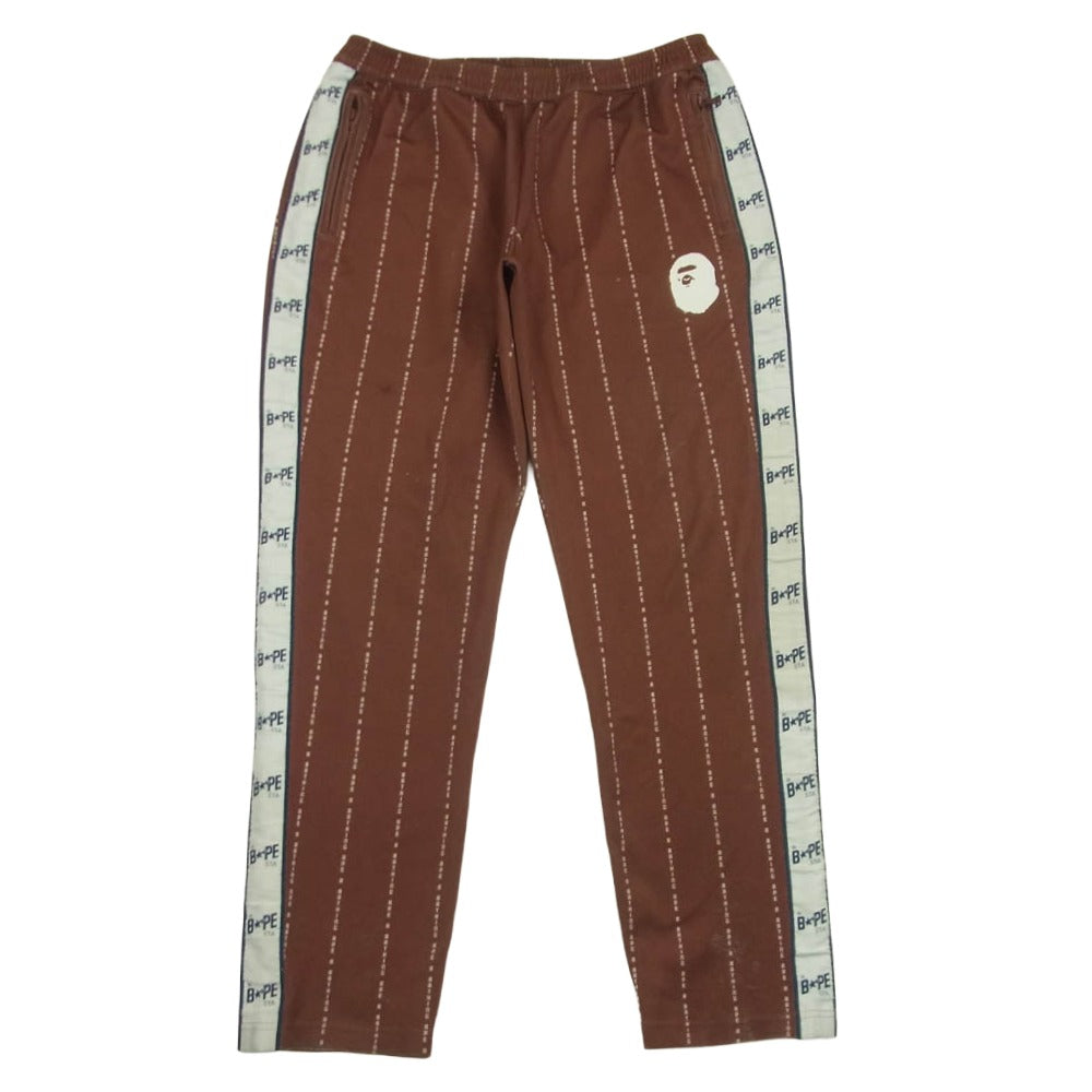 A BATHING APE アベイシングエイプ TEXT STRIPE JERSEY PANTS 
