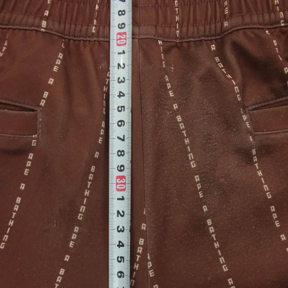 A BATHING APE アベイシングエイプ TEXT STRIPE JERSEY PANTS ストライプ パンツ 中国製 ブラウン系 XL【中古】