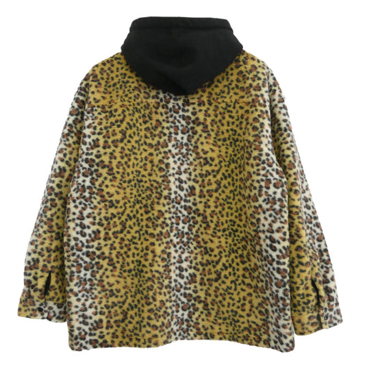 Supreme シュプリーム 23AW Fleece Zip Up Hooded Shirt フリース ジップ アップ シャツ ジャケット レオパード系 XXL【美品】【中古】