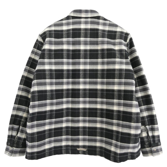 CHROME HEARTS クロムハーツ(原本無) MULLET HEAD SHIRT 裏地キルティング クロスボールボタン チェック柄 シャツジャケット ブルゾン ブラック系 グレー系 XL【美品】【中古】