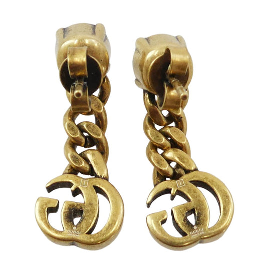 GUCCI グッチ Crystal Double G クリスタル ダブルG GG ラインストーン ピアス ゴールド系【中古】