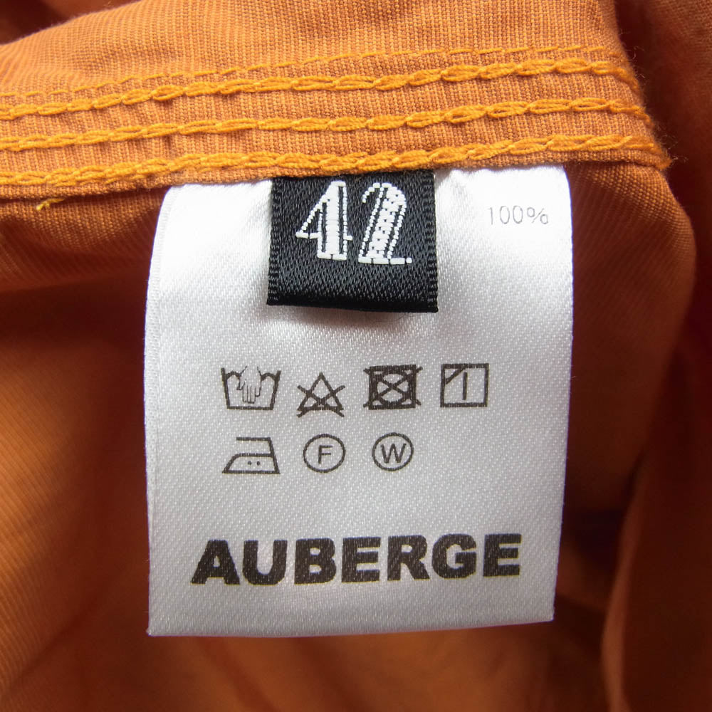 オーベルジュ DURHAM バックギャザー コットン 長袖 ノーカラー シャツ オレンジ系 42【中古】