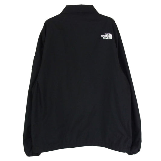 THE NORTH FACE ノースフェイス NP22030 ロゴ プリント ナイロン ボタンダウン コーチ ジャケット ブラック系 XL【中古】
