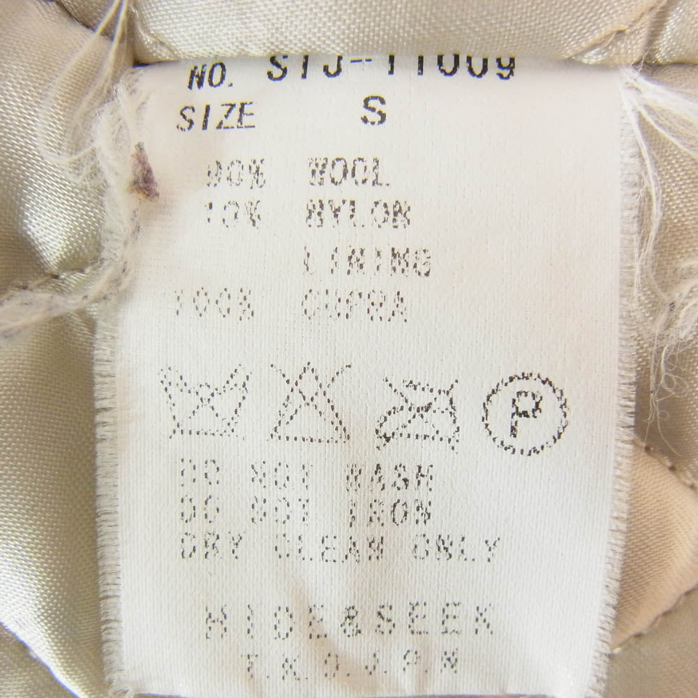 TENDERLOIN テンダーロイン STJ-11009 × HIDE AND SEEK ハイドアンドシーク ロド刺繍 ウール スタジャン ブルゾン ジャケット ブラック系 S【中古】