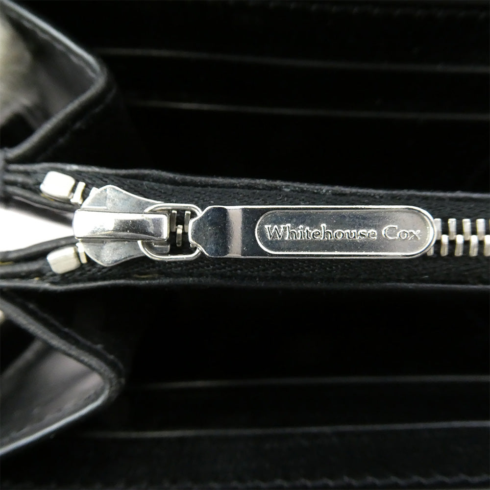 WHITE HOUSE COX ホワイトハウスコックス レザー ラウンドファスナー 長財布 ブラック系【中古】