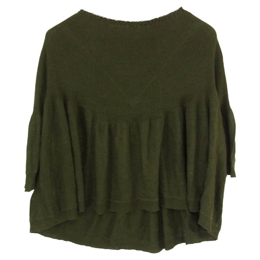 mina perhonen ミナペルホネン Ls8643 ombrage オンブラージュ リブフレアブラウス セーター グリーン系 1【中古】