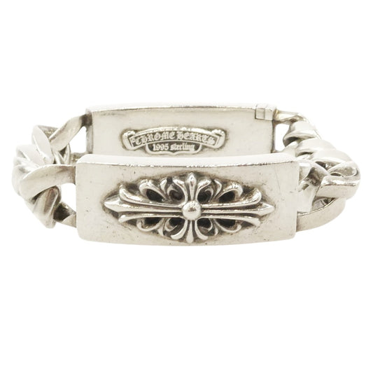 CHROME HEARTS クロムハーツ(原本無) ID DBL FLRL DGGR ダブル ID フローラルクロス ダガー クラシックリンク ブレスレット シルバー系【中古】