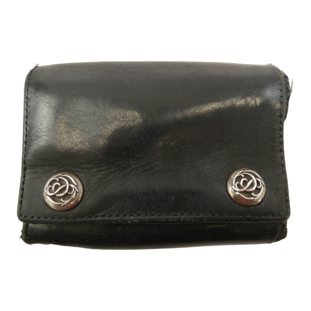 【美品】CHROME HEARTS（クロムハーツ） スリーフォールド フローラル CHROME HEARTS クロムハーツ（原本無） 3FOLD 3フォールド レザー