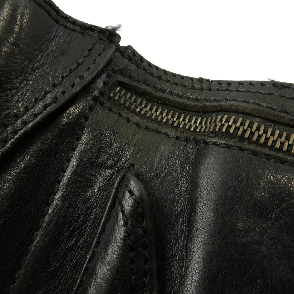CHROME HEARTS クロムハーツ(原本無) 3FOLD 3フォールド レザー ウォレット フローラルボタン 財布 ブラック系【中古】