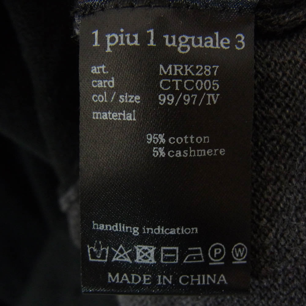 1piu1uguale3 ウノピュウノウグァーレトレ MRK287 CTC005 L/S 2TONE RAGLAN CREW FLAGSHIP STORE LIMITED カシミヤ混 ロゴ刺繍 ラグランスリーブ ツートーン クルーネック ニット ブラック系 IV【中古】