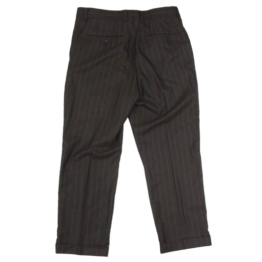 WACKO MARIA ワコマリア 21SS 21SS-WMP-TR09 Ermenegildo Zegna エルメネジルドゼニア生地 pleated trousers ストライプ プリーツ プリーテッド トラウザース スラックスパンツ ブラウン系 S【極上美品】【中古】