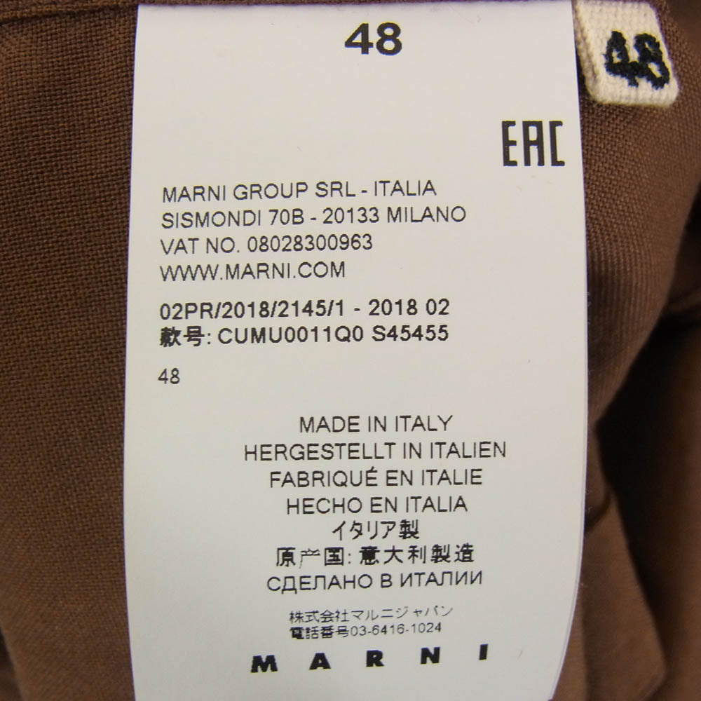 MARNI マルニ 18aw CUMU0011Q0 ウールトロピカル レギュラーカラー バイカラー 長袖 シャツ ブラウン系 48【中古】