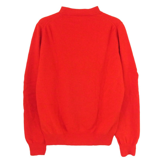 PLAY COMME des GARCONS プレイコムデギャルソン AZ-N008 WOOL CARDIGAN ハートワッペン ロゴ ウール ニット カーディガン レッド系 S【中古】