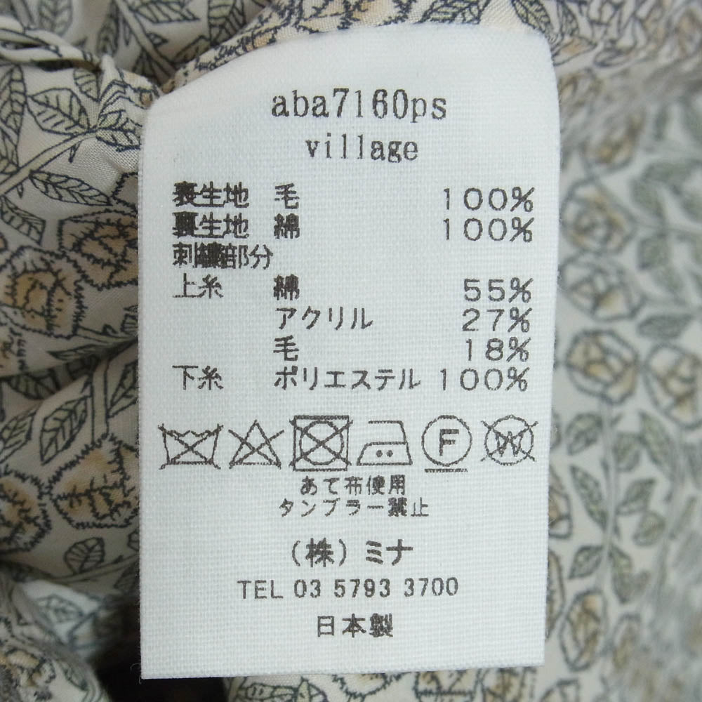 mina perhonen ミナペルホネン aba7160ps village ヴィレッジ トート ハンド バッグ グレー系【中古】